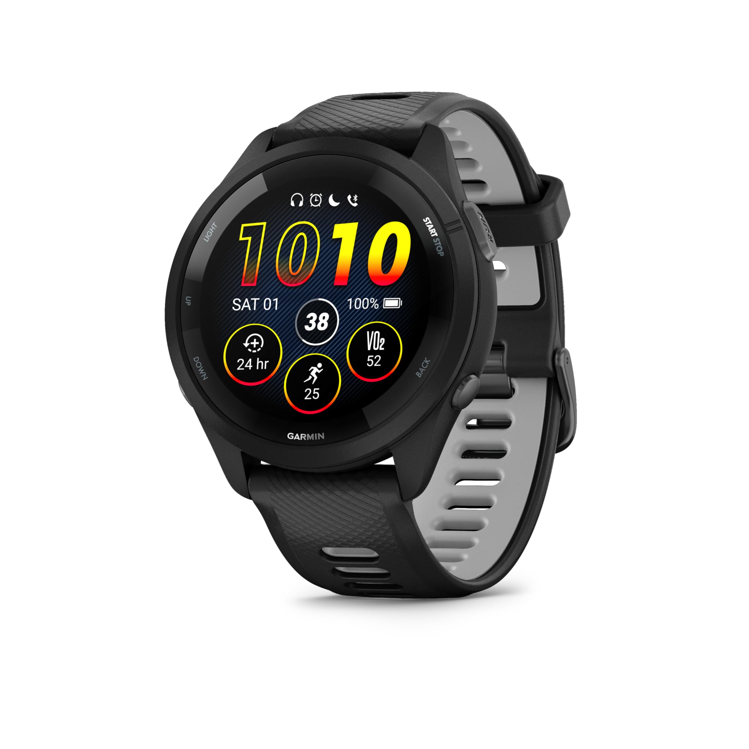 Garmin Forerunner 265 Running Smartwatch, Colorful AMOLED Display, Training Metrics and Recovery Insights, Black and Powder Gray