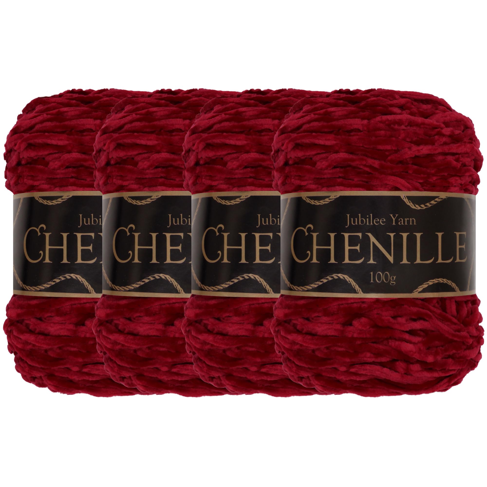 JubileeYarn Chenille Yarn - Worsted Weight - 100g/cake - Blaze - 4 Cakes