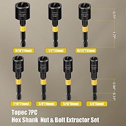 Topec Bolt Extractor Set, 7-Piece Easy Out Screw