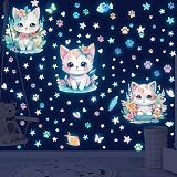 Tarklanda Glow in The Dark Stars Cat Butterfly Wall Decals Ceiling Set view 4