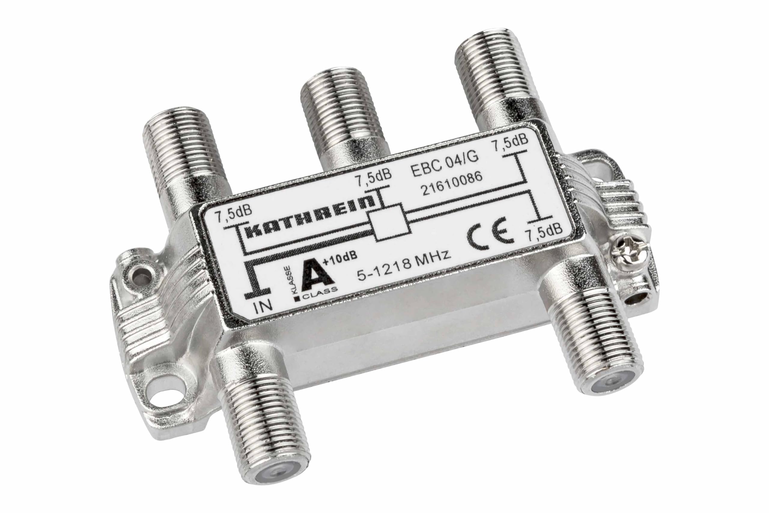 Kathrein EBC 04/G 4-Way Splitter F Connector 5-1218 MHz Path and UHF Compatible TV Cable Silver