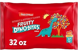 Malt-O-Meal Fruity Dyno Bites Cereal, Gluten Free Breakfast Cereal with Fruity Flavor, Large Cereal for Family, 32 OZ Resealable Cereal Bag