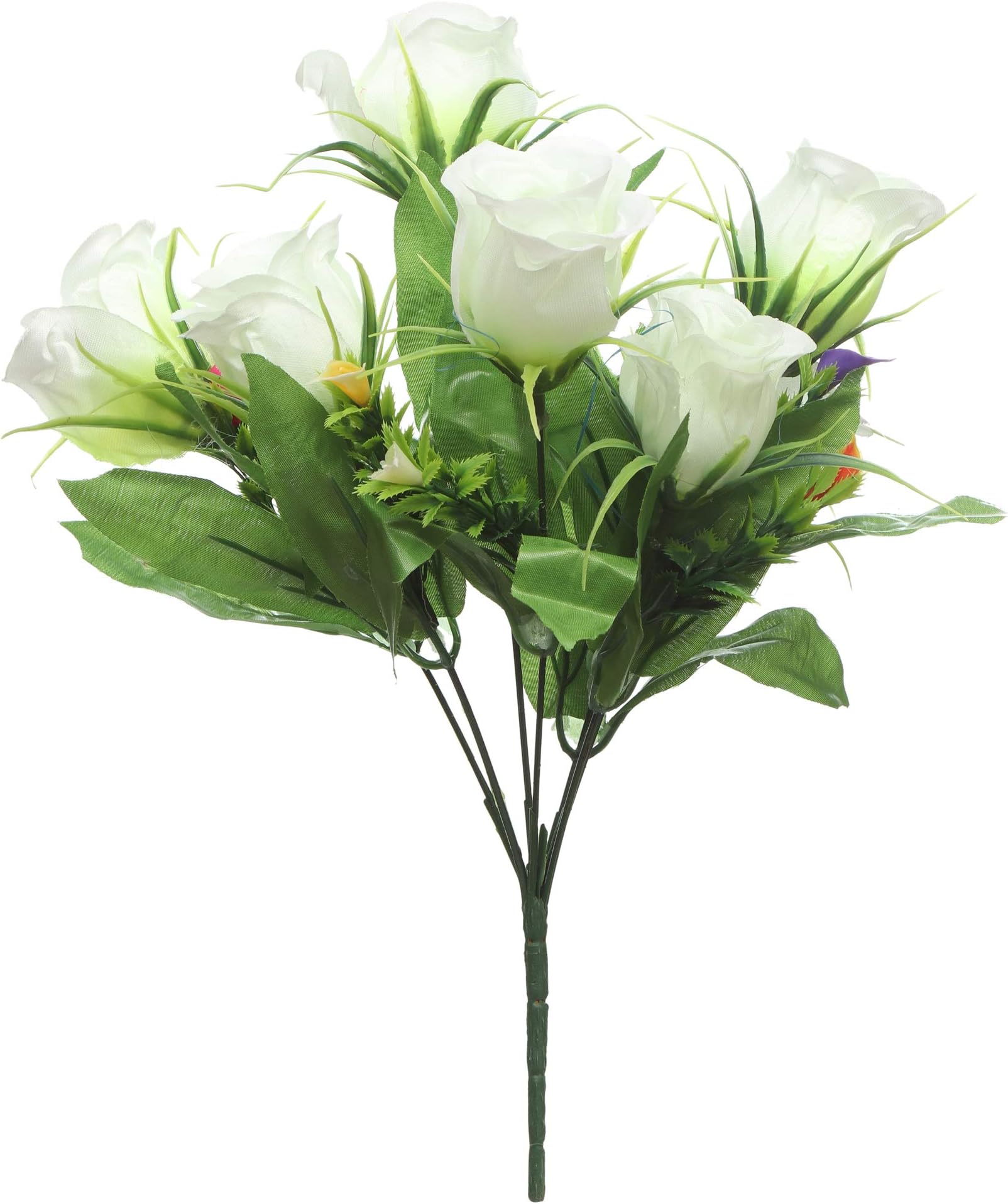 CAAJIB LuckyCharm Rose Kali Flower Artificial Flowers Bunch (7 Flowers,White, 35 cm)