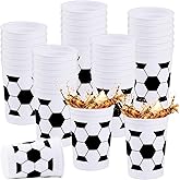 Tevxj 24 Pcs Soccer Plastic Cups Reusable Soccer's Fan Cups 12oz Sports Ball Reusable Party Supplies Decorations Soccer Ball Plastic Drinking Cup for Sports Birthday Party Favors