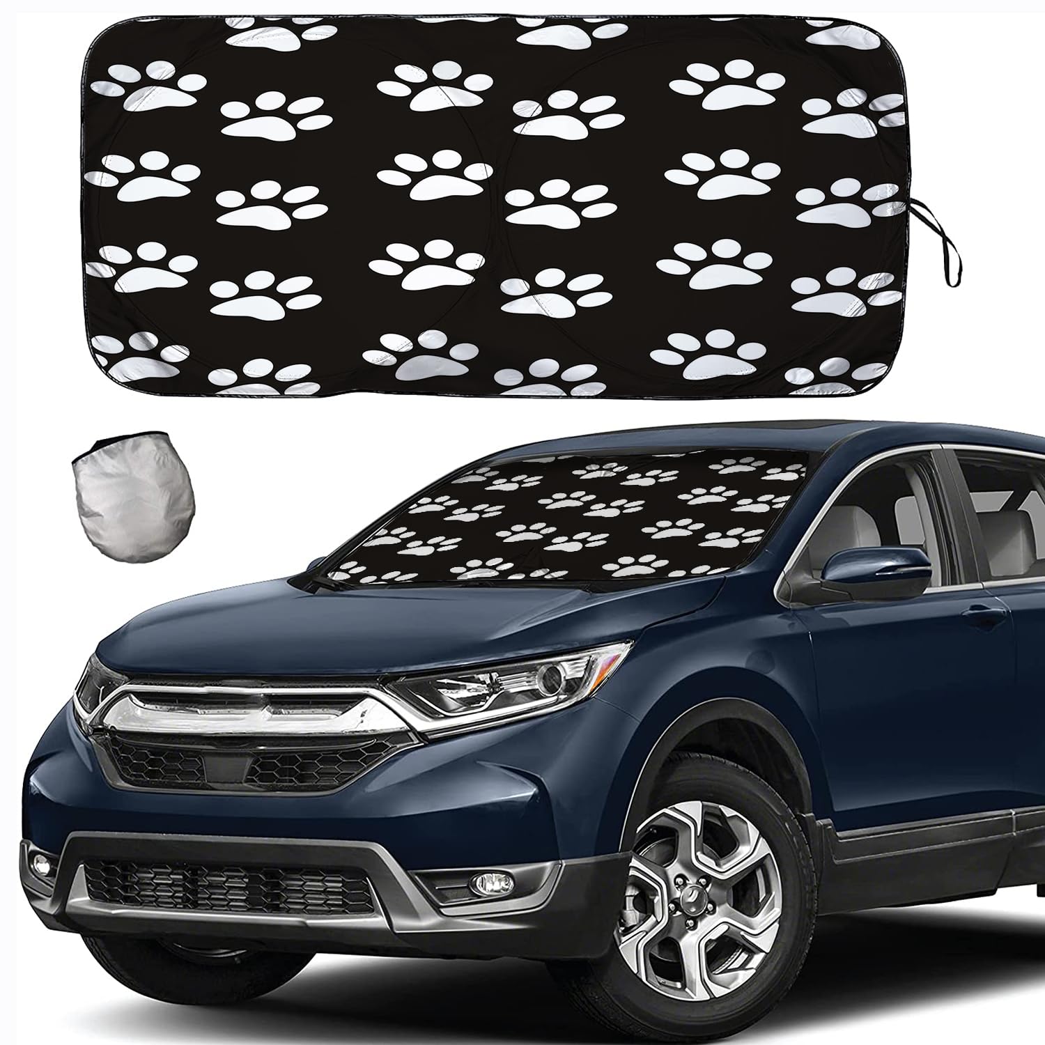 Photo 1 of [2025 Upgrade]Windshield Sun Shades, Cute Dog Paw Pattern Sunshade for Car SUV Truck,Keep The Vehicle Cool,Easy to Use Protect The Vehicle from High Temperature Damage and Uv Reflection-63 L x 33.5" W