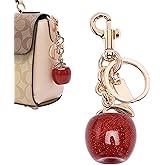 REAIJUNPIN Apple Bag Charms Keychain Lovely Fruits Shape Accessories keychian, Cute Apple Purse Charms Gifts for Women (Red+ Rose Gold)