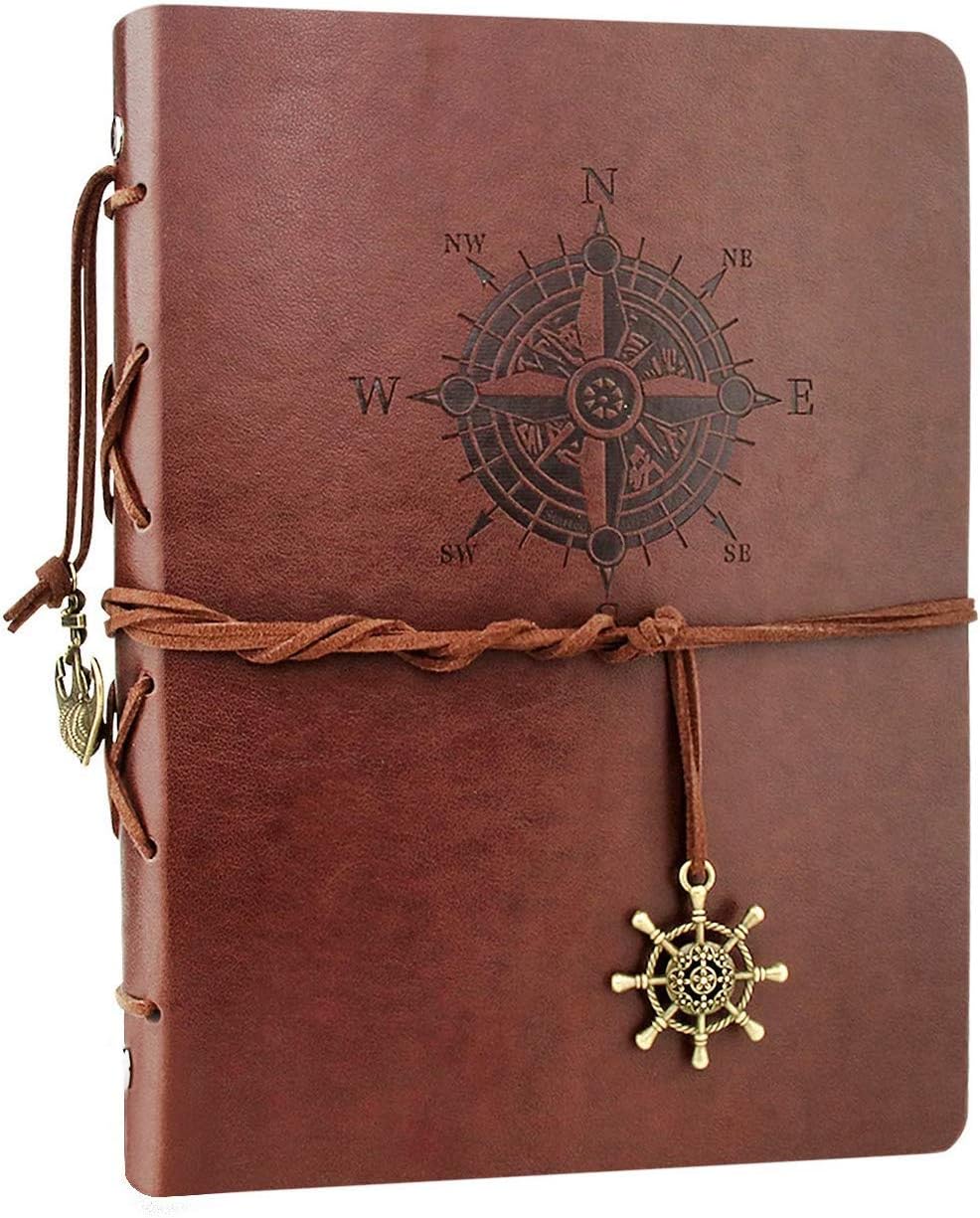 A5 Notebook -WENTS Leather Journal Vintage Refillable Sketchbook Travel Diary with Elastic Closure
