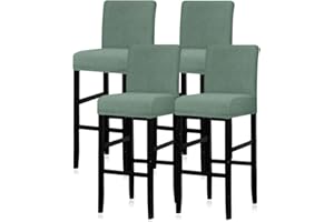 Lellen Bar Stool Covers Set of 4,Stretch Washable Barstool Seat Covers Removable Bar Chair Covers with Backs,Counter Height Bar Stool Chair Covers for Kitchen Dining Room Cafe（Cyan