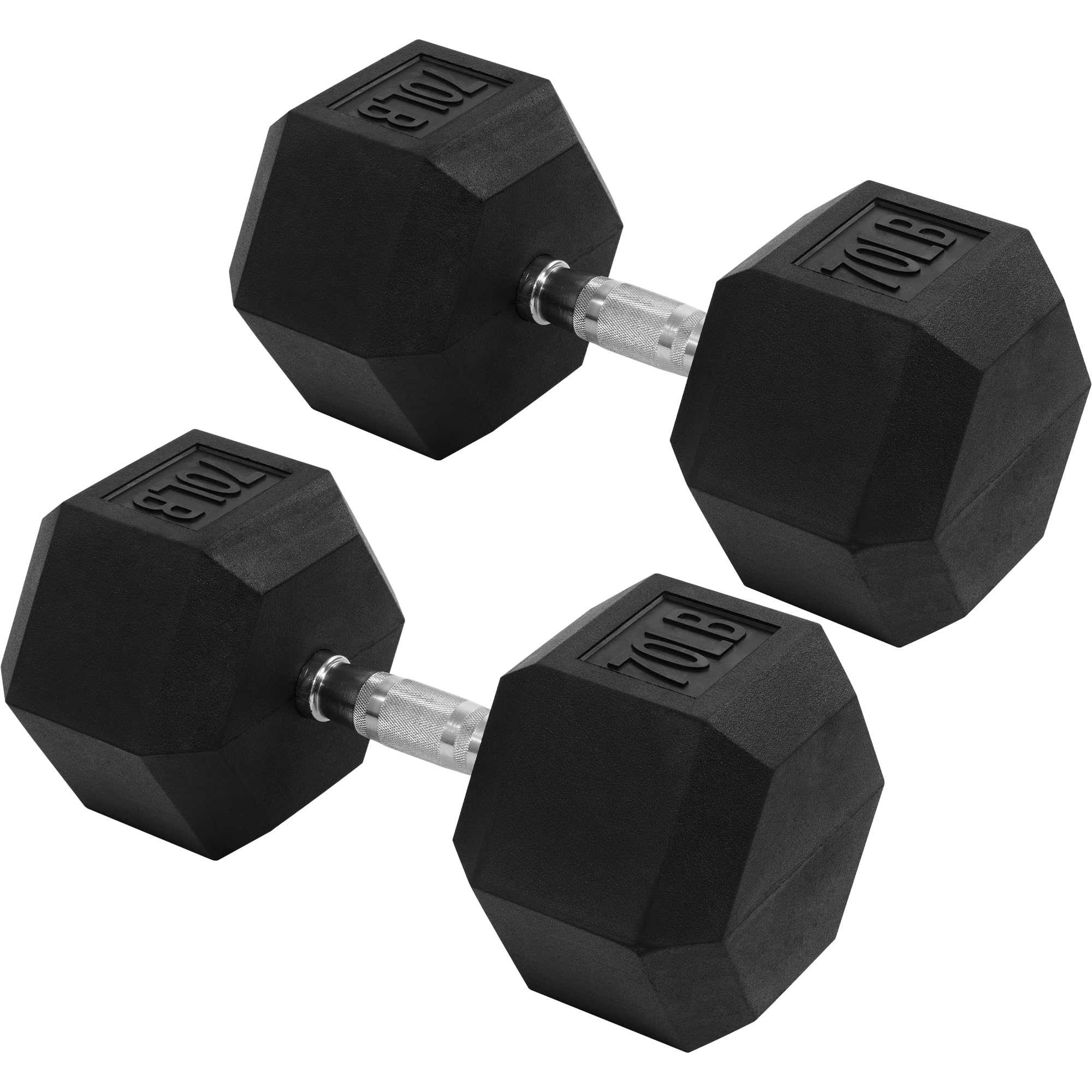 Signature Fitness Rubber Encased Hex Weights Dumbbells Pair, Exercise & Fitness Dumbbells for Home Gym Training 70LB Pairs Image