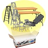 Tables, Ladders &amp; Chairs Match Accessory Set for Wrestling Action Figures | Create Tables, Ladders &amp; Chairs Matches with 3 Breakable Tables, 3 Ladders and 3 Folding Chairs