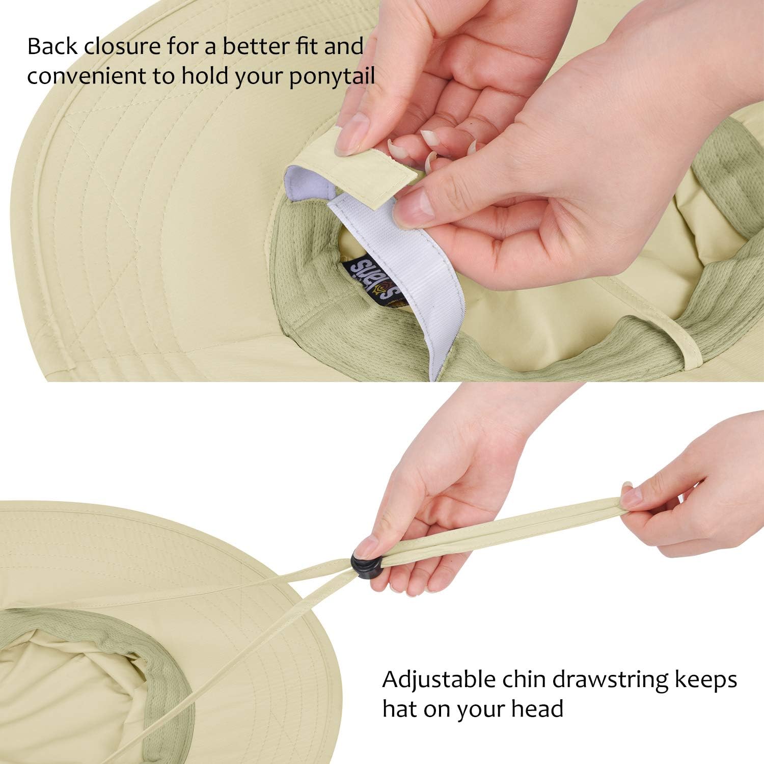 Waterproof Sun Hat Outdoor Wide Brim Bucket Boonie Cap for Safari Hiking Fishing: Clothing