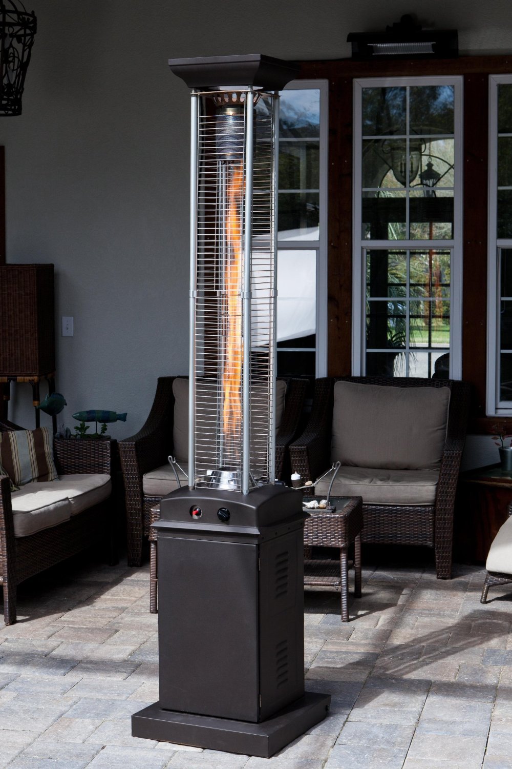 Quartz Glass Tube Propane Patio Heater W Wheels Rich Mocha Golden