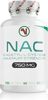 Nutriodol NAC Supplement 750mg Vegan Capsules - 180 Count