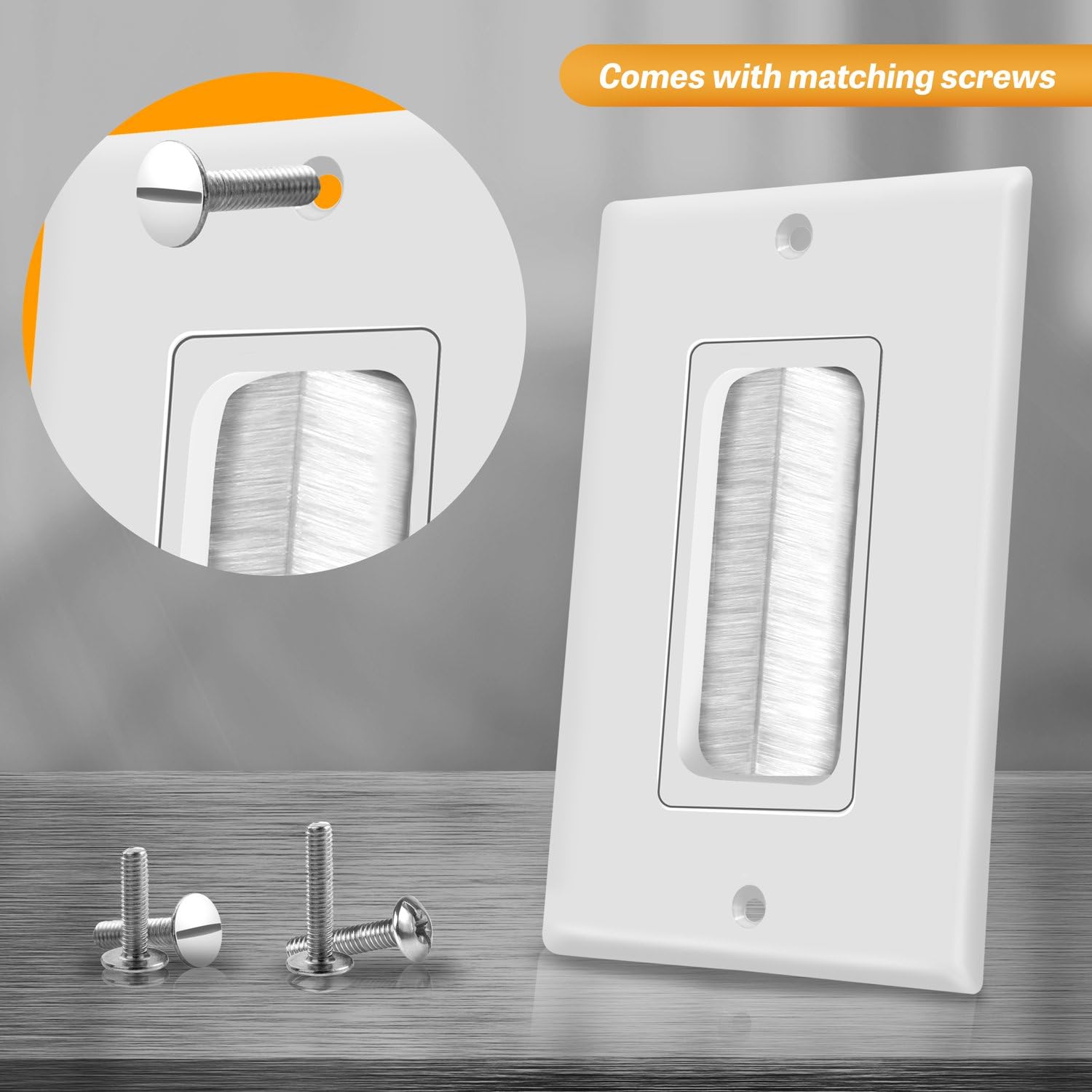 TOPGREENER Bristled Brush Wall Plate Multimedia Pass-Through Insert with Decorator Wall Plate for Low Voltage Cables, Size 1-Gang 4.50" x 2.75", Polycarbonate Thermoplastic, TG8891-6PCS, White 6 Pack: Home Audio & Theater