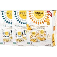 Simple Mills Almond Flour Crackers Snack Pack Variety Pack: (2) Fine Ground Sea Salt, (1) Farmhouse Cheddar, 3 count