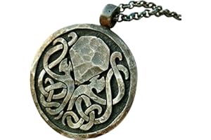 Baldur Jewelry - 925 Sterling Silver Handcrafted H.P. Yellow Sign Lovecraft Cthulhu Octopus Necronomicum Necklace Pendant Jewelry Amulet - Necklace for Men and Women