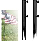 VANROUG 2PCS Flag Spike Ground Stake for Flag Pole, Feather Flag Stake Base Heavy Duty Flag Pole Holder for Ground Outdoor Banner Stakes, Steel Torch Stakes