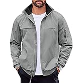COOFANDY Mens Lightweight Bomber Jackets Stand Collar Windbreaker Softshell Jacket Zip Up Coat for Fall Outdoor