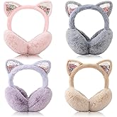 Adboros Cute Animal Ear Muffs Winter Warm Fluffy Cat Ear Earmuffs Cozy Ear Warmers for Girls Boys Kids Children Outdoor