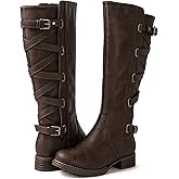 GLOBALWIN Women's Quilted Knee High Fashion Boots Strappy Boots For Women