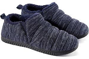 Zizor Men's Comfy Caterpillar Slippers Indoor Outdoor House Shoes, Warm Soft Knit Upper Fuzzy Fleece Lined Memory Foam Sole with Hard Bottom