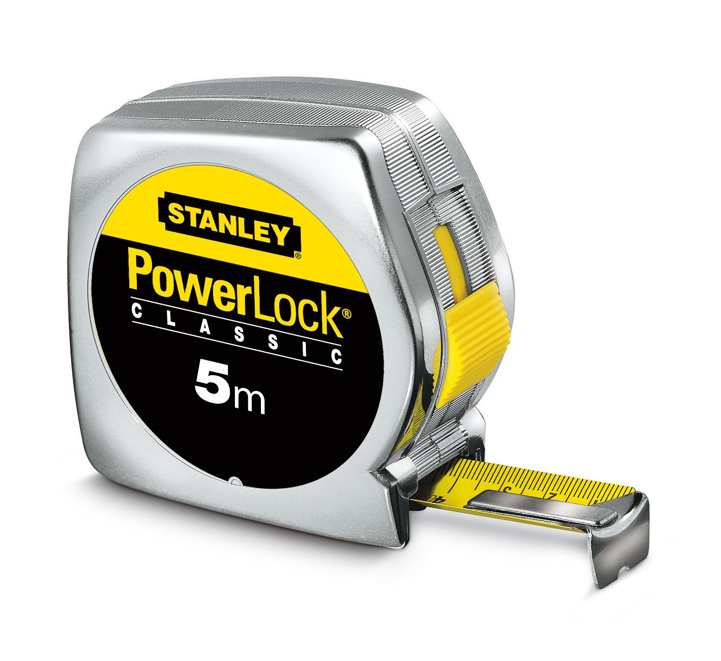 Stanley 1-33-195 "Powerlock" Tape Measure with End Hook Without Hole, Silver, 5 m/25 mm