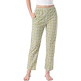 cheibear Womens Cotton Plaid Pajama Bottoms Elastic Waist with Pocket Long Sleepwear Lounge Pants