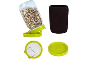 Sozize Sprouting Kit Sprouts Growing Kit 34oz Wide Mouth Seed Sprouting Jar Germination Kit 304 Stainless Screen Lid and Stan