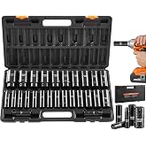 VEVOR 1/2" Drive Impact Socket Set, 26 Piece, Metric 10 to 36 mm | Deep Large Jumbo Impact Sockets, 6 Point, Cr-V, Easy-to-Read Size Markings, Rugged Construction, with Storage Case