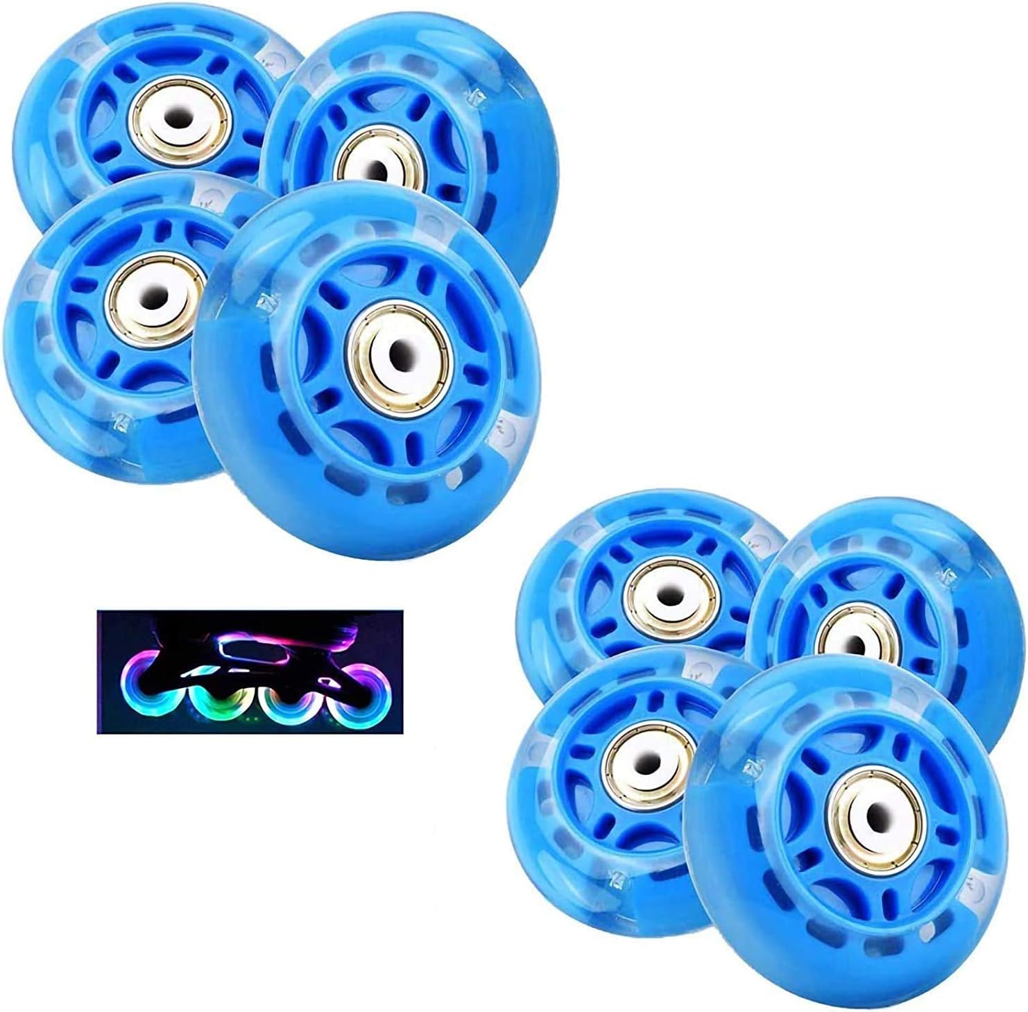 Speed skate wheels 8 Piece Replacement Wheels, LED Inline Skate Lights