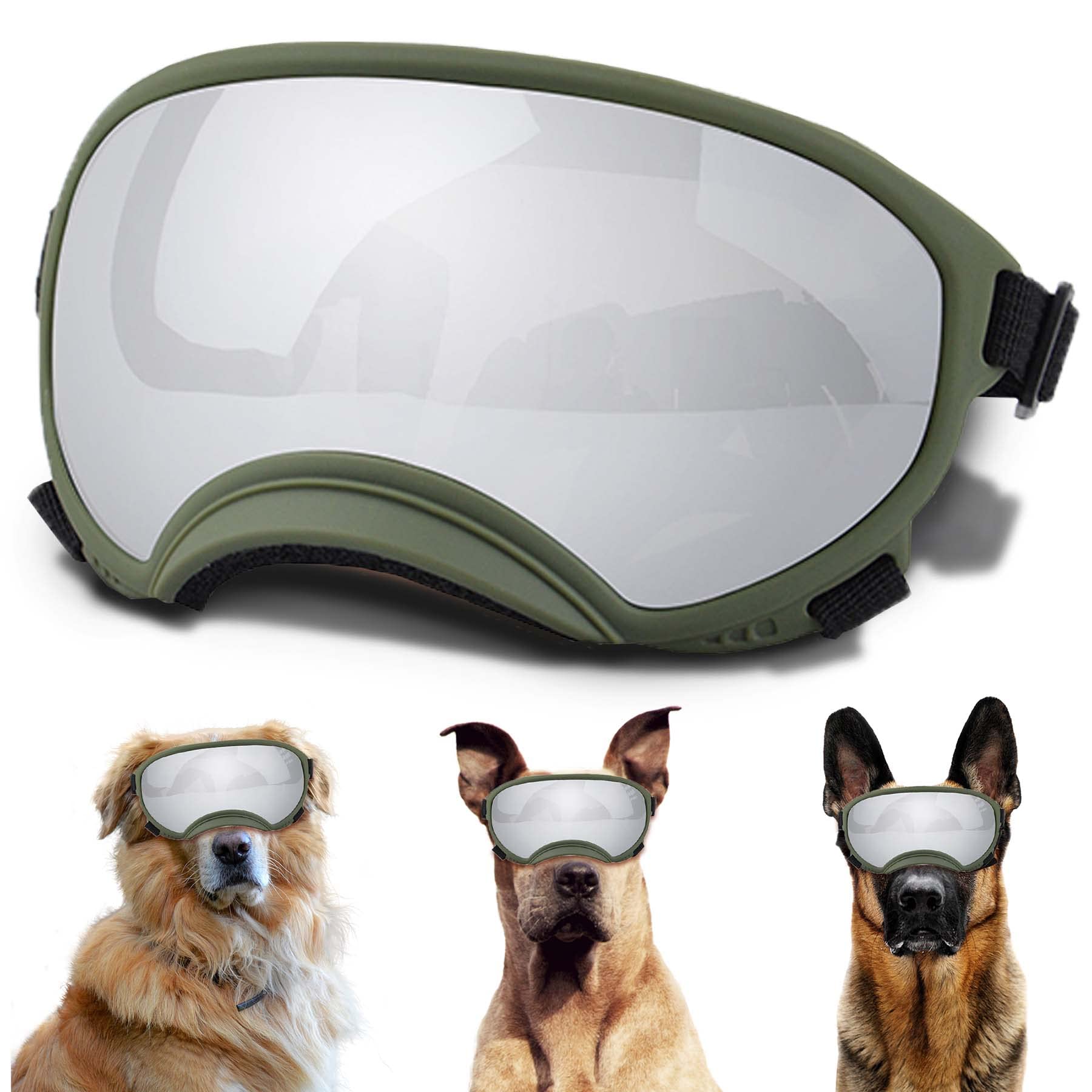 Dog Sunglasses, Dog Goggles with Adjustable Strap, UV Protection, Windproof, Suitable for Large Medium-Dogs, Dogs Eyes Protection