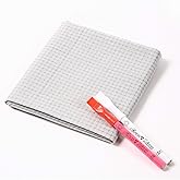 DARUMA Sashiko 100% Cotton Sewing Cloth (42.5 inch x 19.6 inch) with Grid Line and Fabric Marking Pencil Set (Light Grey)