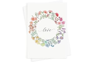 Wedding Rainbow Card – for Weddings, Engagement, Bridal Showers, Friendship, Elopement – Wildflower Bridal Card includes Enve