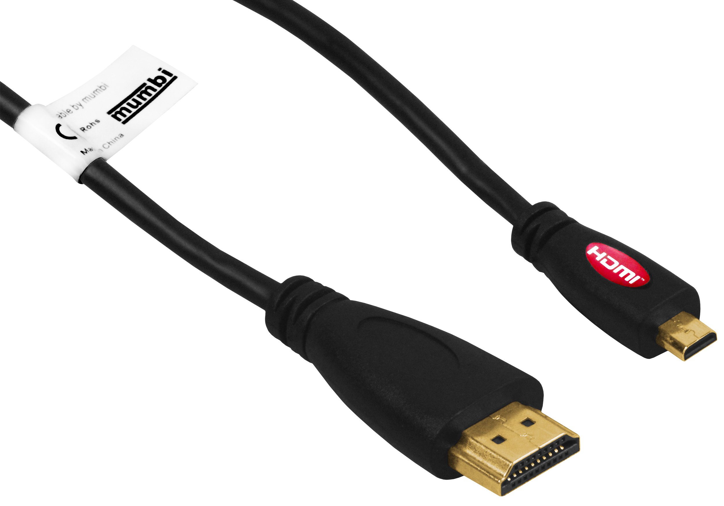 mumbi Micro HDMI Connection Cable 1.5 m 1080p Gold-Plated Contacts Type D High Speed HDMI 1.4
