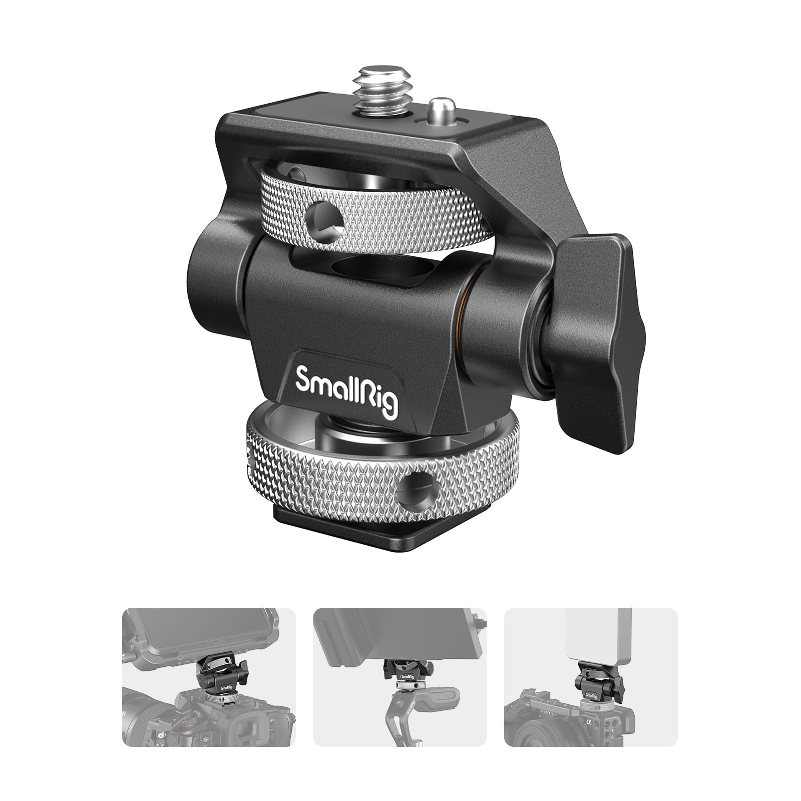 (New Version) SMALLRIG Camera Monitor Mount with Cold Shoe Adapter, 360° Swivel and 180° Tilt Adjustable Monitor Holder with Thumbscrew, Anti-twist Design, Max Payload 2.3kg - 2905B — image 1