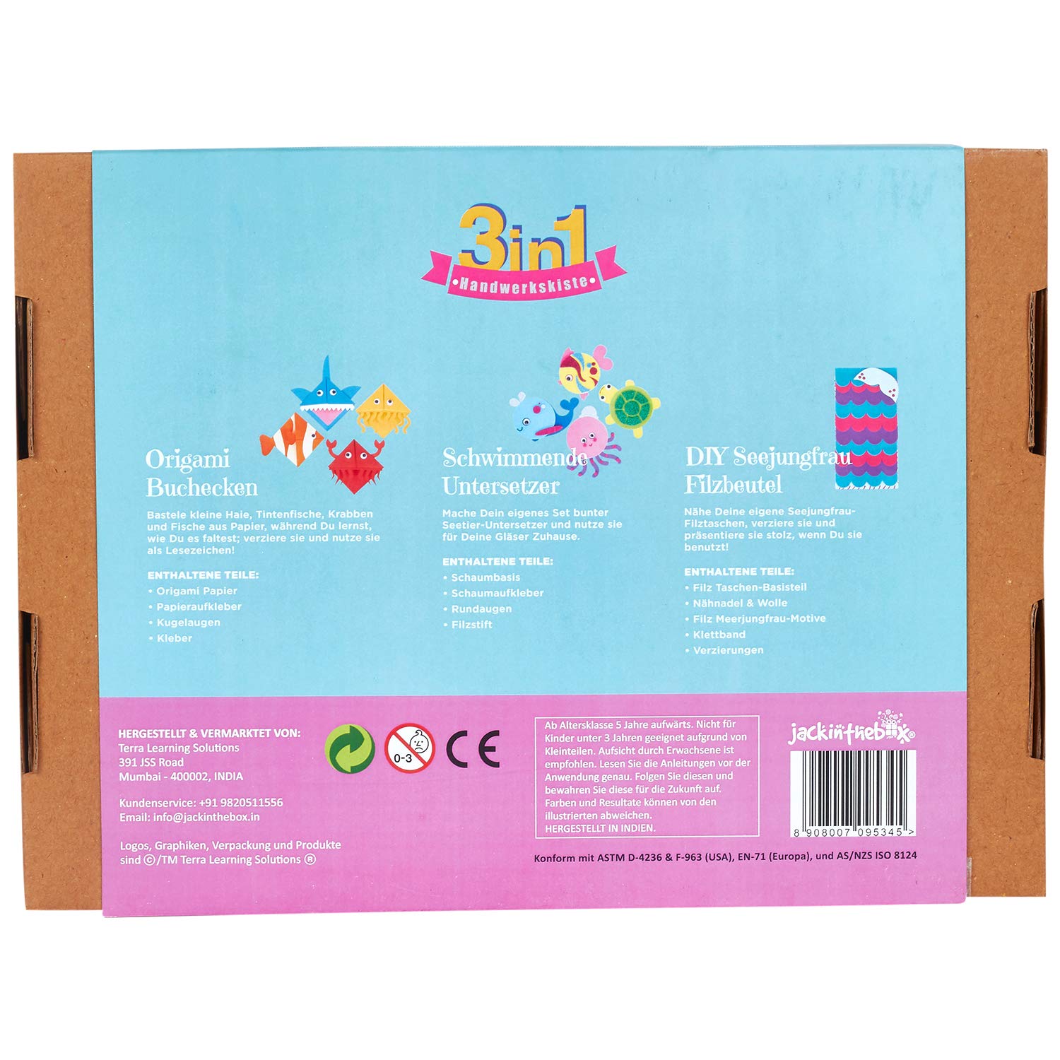 Jackinthebox Mermaid Themed Craft Kit Includes Beautiful Felt Mermaid Sewing Kit 3 Different Crafts In 1 Best Gift For Girls Ages 5 6 7 8 9 10