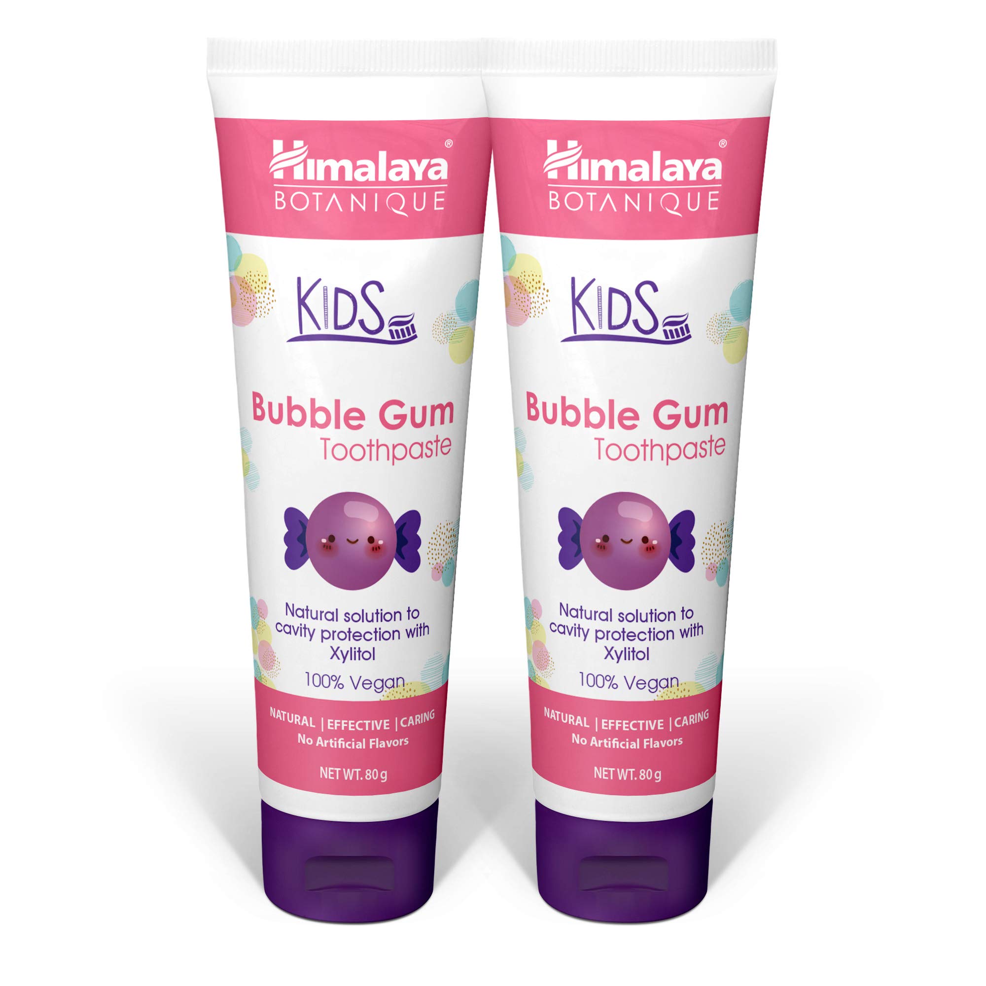 Himalaya Botanique Kids Toothpaste | Bubble Gum Flavor - 80g (Pack of 2)