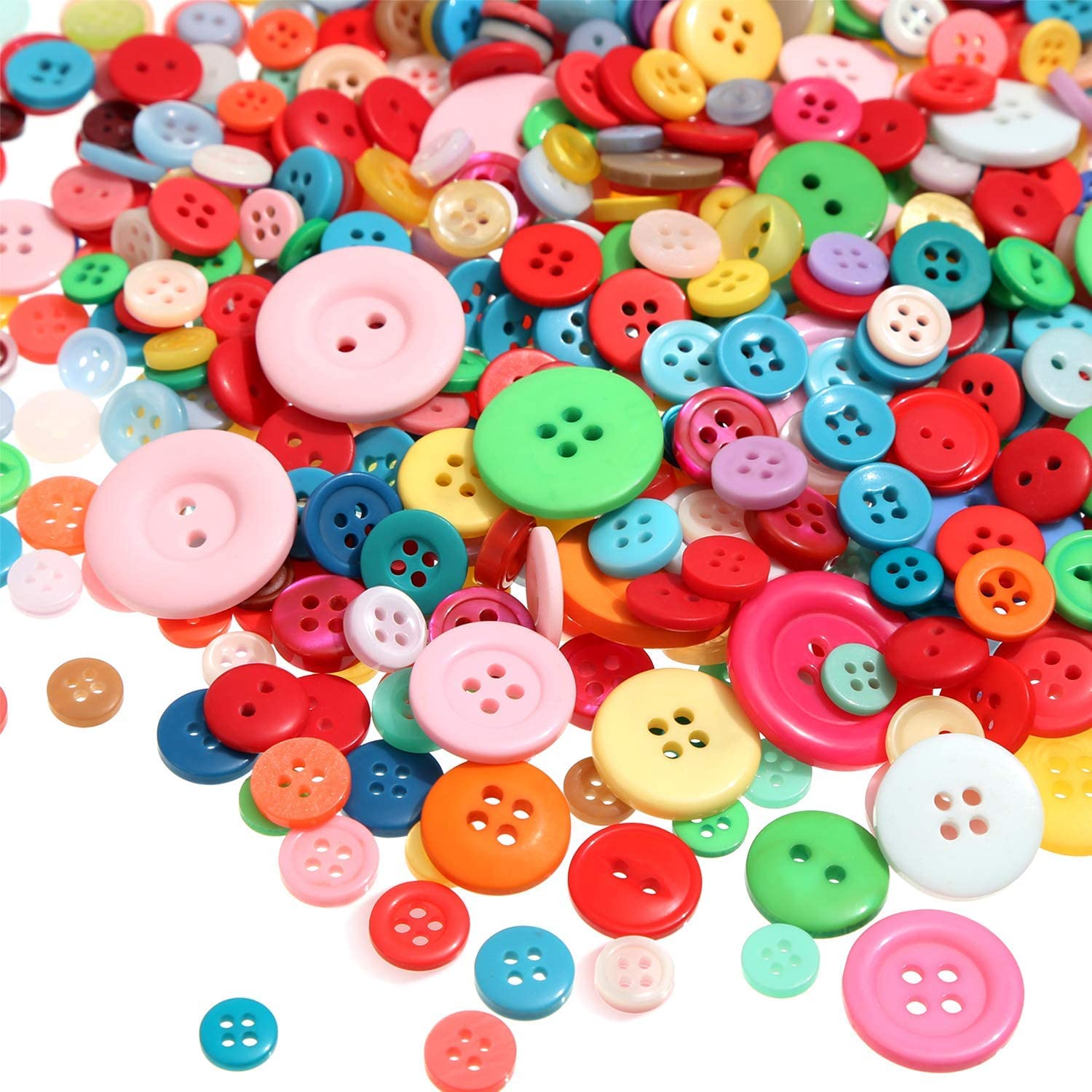 Sewing Button 1000 Pieces Buttons for Craft Round Resin Mix Multicolor Crafting Buttons for Handmade, Knitting, Crochet, Kids Shirt, Crafts DIY, Clothes Sewing, Scrapbook Decoration, Painting Ornament