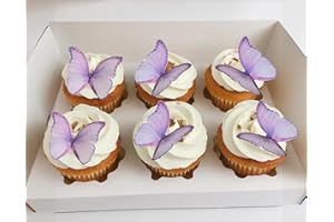 SS Cohen Edible Wafer Glutinous Paper Butterflies for Birthday Cake Decorating include 48 Pcs Colorful Small Pastel Cupcake Topper Decorations, Birthday Cake Topper (purple)