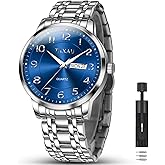 Taxau Leather Watches for Men Luxury Dress Men Watch Casual Men's Waterproof Watch Classic Stainless Steel Analog Quartz Mens Wrist Watches with Date Luminous