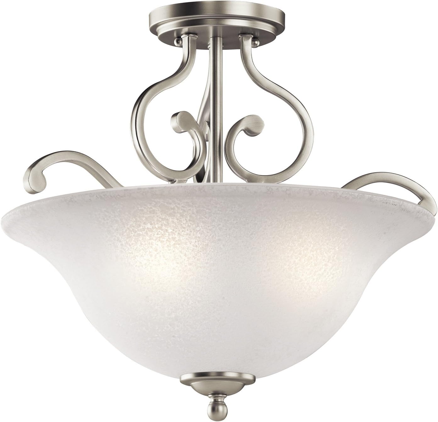 Kichler Camerena 18" 3 Light Semi Flush with White Scavo Glass Brushed Nickel