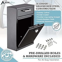 AdirOffice Wall Mount Mailbox - Combination Mailbox