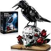 modopia Gothic Raven & Skull Art Flowers Roses Building Set, Gothic Decor for Adults Teens 14+, Eye-Catching Table Centerpiece with Bookbase (1358 PCS)