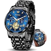 OLEVS Watches for Men Luxury Dress Stainless Steel Waterproof Chronograph | Big Face Casual 42MM Watches For Men Wrist Watch Classic Analog Roman Numeral Suitable For Everyday Wear,Relojes Para Hombre