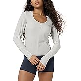 ODODOS Women's Long Sleeve Henley T-Shirt – Ultra Soft odSTRATUM Tech Tee, UPF 50+ Button V-Neck Top