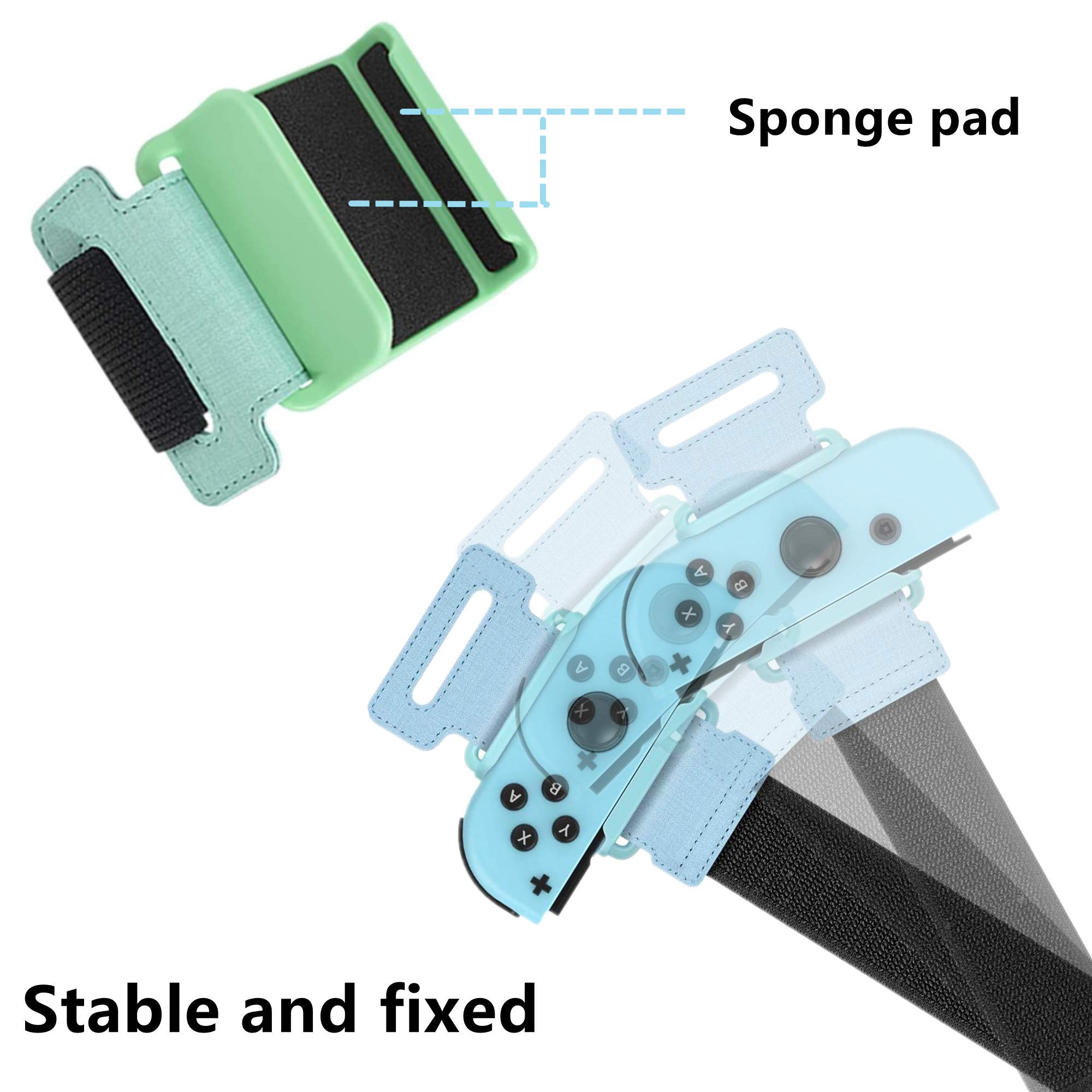 FANPL Upgrade Wrist Bands Compatible with Dance 2026/2025/2024/2023, Adjustable Elastic Strap for Switch & OLED JoyCon Controller, Fit for Adults & Children,2 pack (for Animal Crossing Blue & Green)