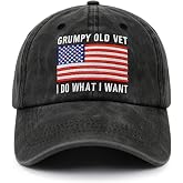 Grumpy Old Vet I Do What I Want Hats, Funny Adjustable Embroiderd Army Gifts Veteran Baseball Cap