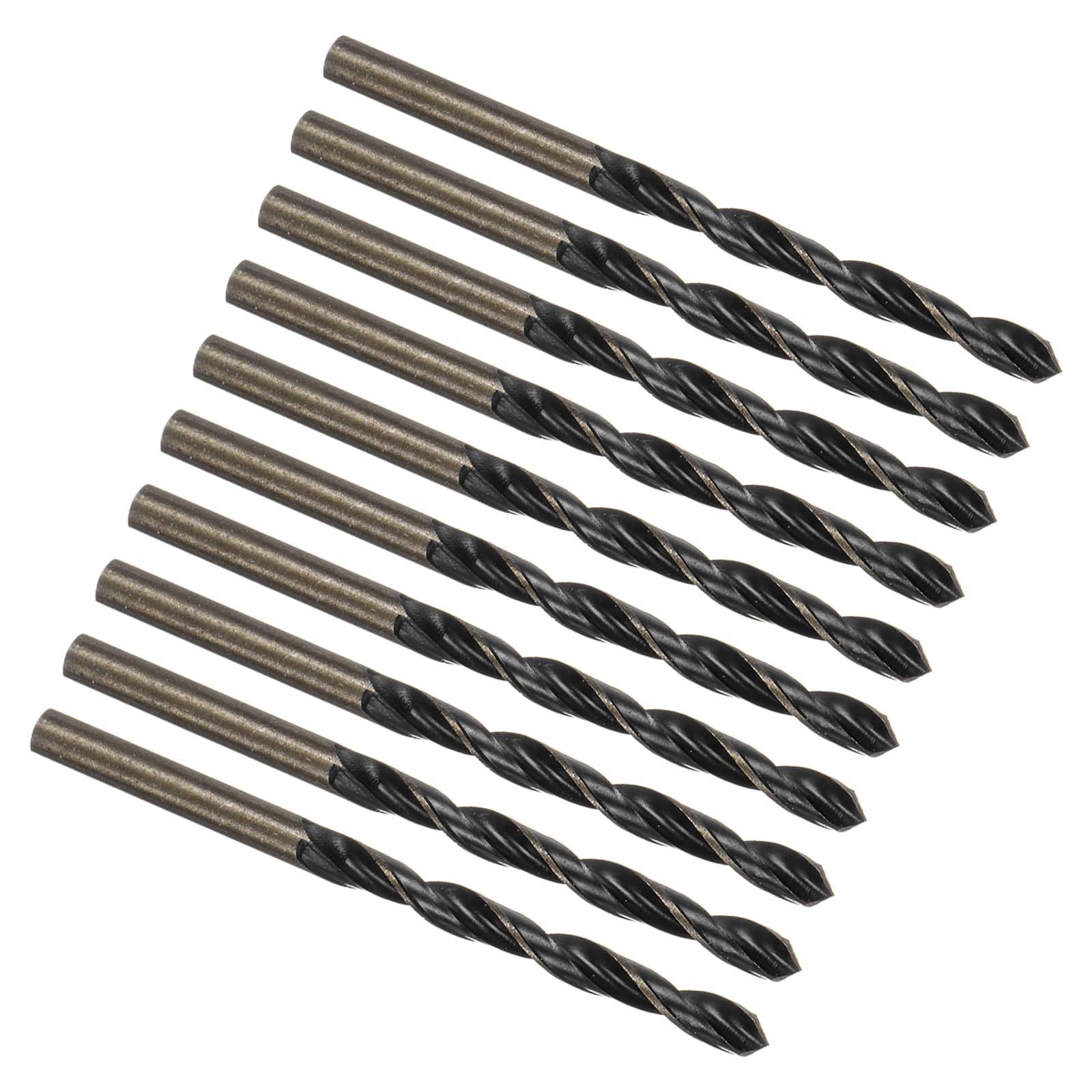 Kozelo 10PCS Twist Drill Bit - [5.5mm / 0.2"] Titanium Nitride High-Speed Steel Round Shank Jobber Bit Set Black Gold for Metal Wood Plastic Steel Use, 53mm / 2.1" Blade Length
