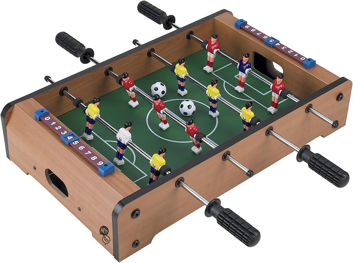 connectwide® wooden mini foosball tabletop set mini foosball table with legs, soccer table game table for kids, for beginners to intermediate players, stylish and contemporary design. (1 pc)- Multi color