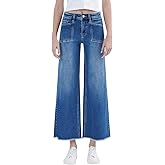 Lovervet by VERVET Women's High Rise Raw Hem Wide Leg Jeans